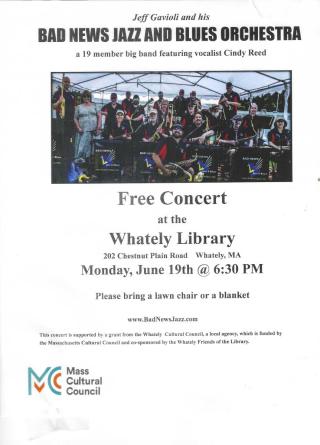 Bad News Jazz and Blues Orchestra Concert Monday June 19 6:30PM