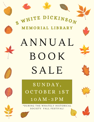 Annual Friends of the Whately Public Library Book Sale Sunday October 1 10-3